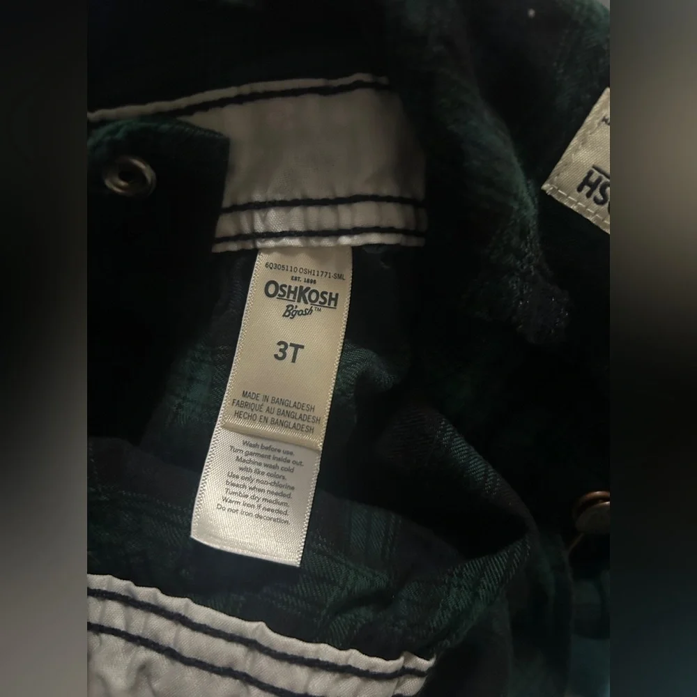 NWT OshKosh B’Gosh Girls Flannel Plaid Overall Dress SIZE 3T